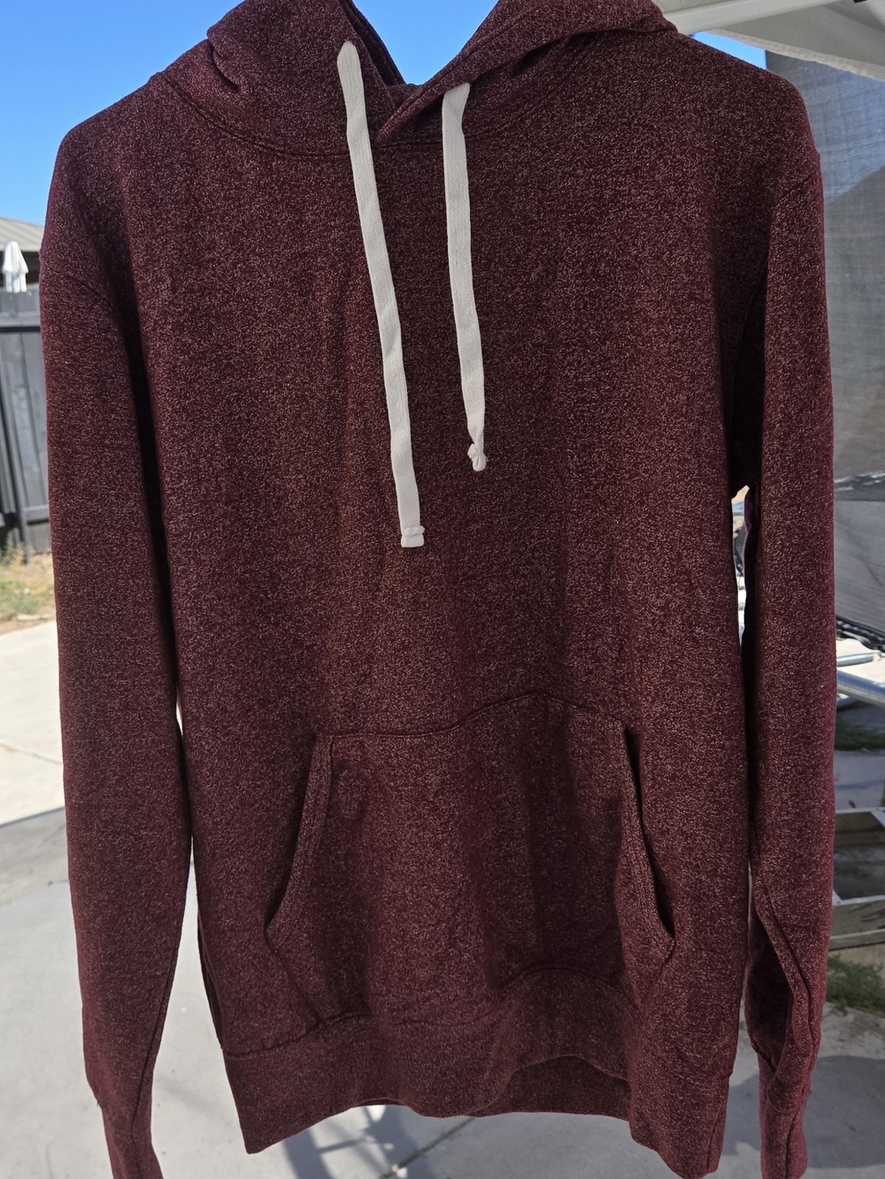 Men's Maroon Pullover Hoodie with White Drawcords